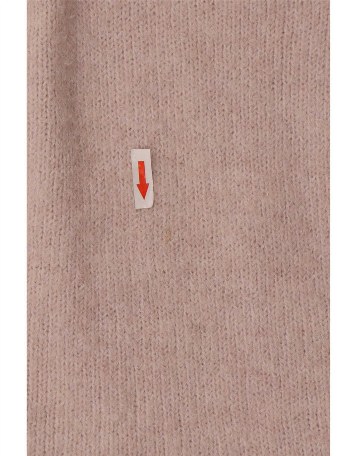 Suéter cardigã oversized Zara feminino com palangre Reino Unido 10 pequeno poliéster rosa