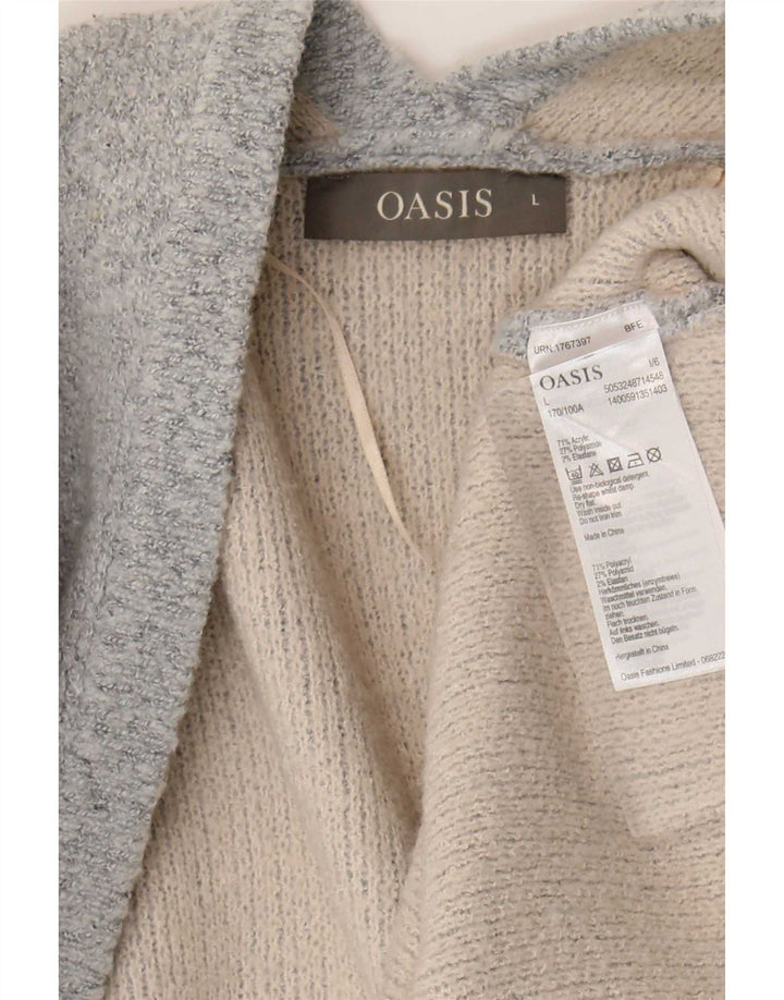 Suéter de cardigã aberto grande Oasis feminino Reino Unido 16 grande cinza acrílico