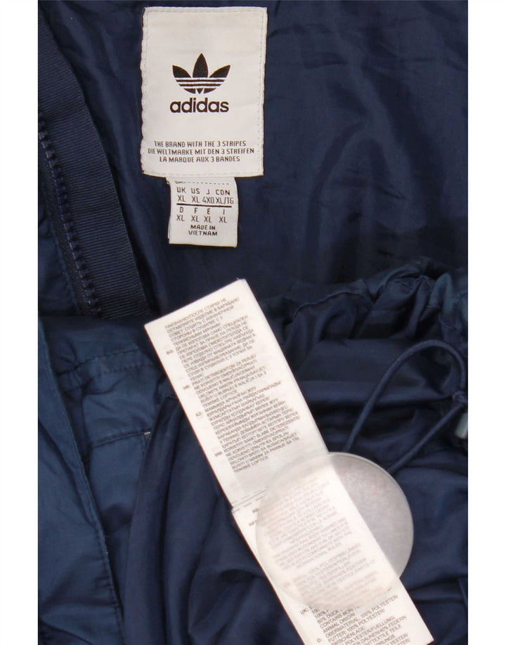 Jaqueta acolchoada masculina Adidas UK 42 XL azul marinho poliéster