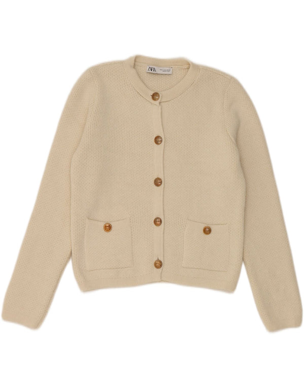Suéter cardigã feminino Zara UK 12 médio off white acrílico