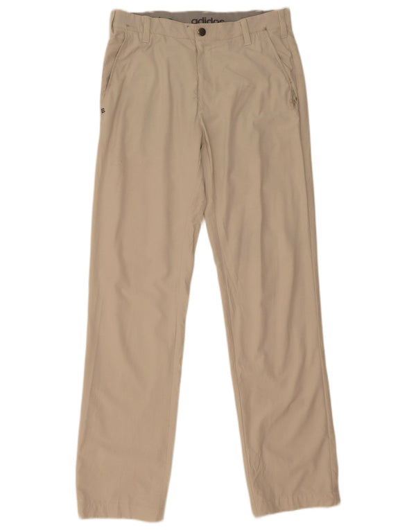 Adidas Mens Straight Chino Calças W30 L32 Poliéster Bege