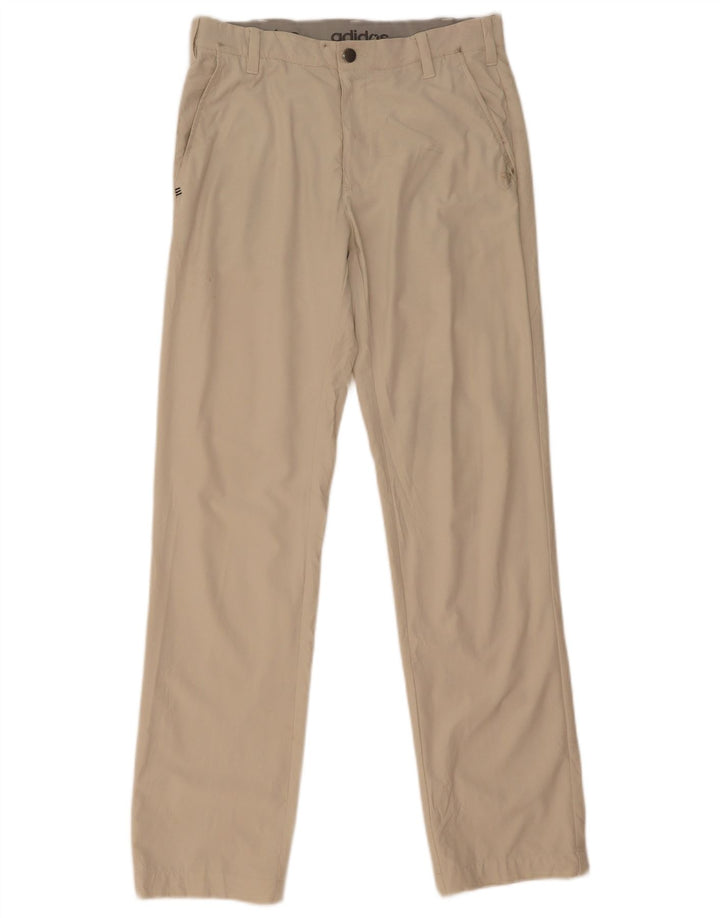 Adidas Mens Straight Chino Calças W30 L32 Poliéster Bege
