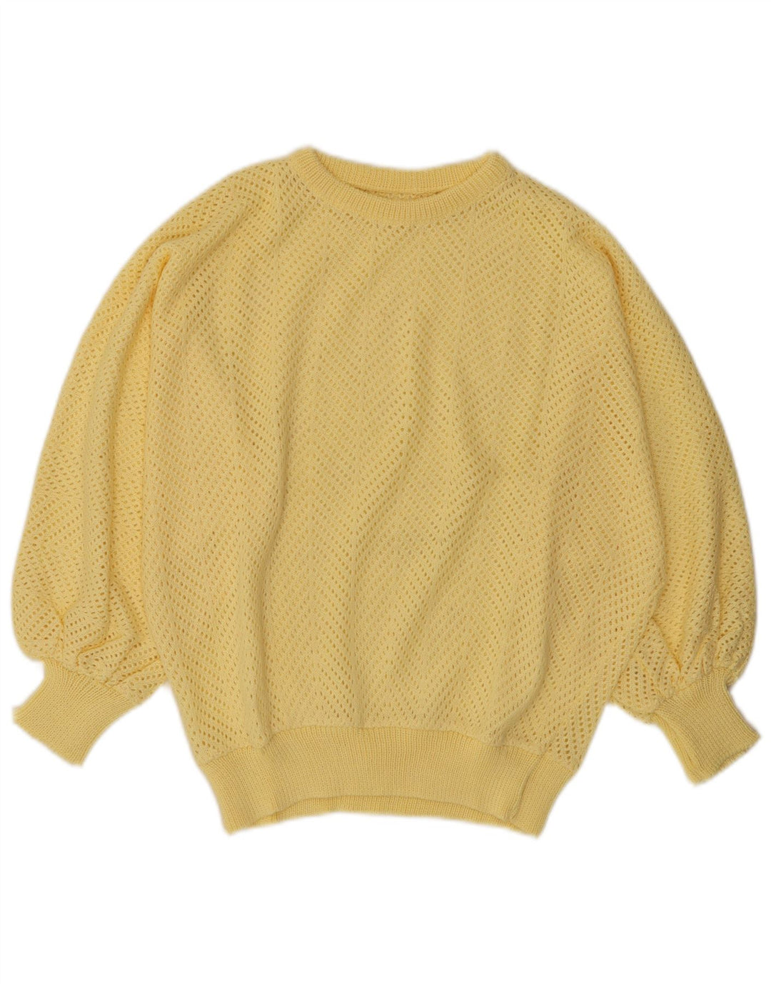 Suéter feminino VINTAGE com gola redonda UK 14 amarelo médio