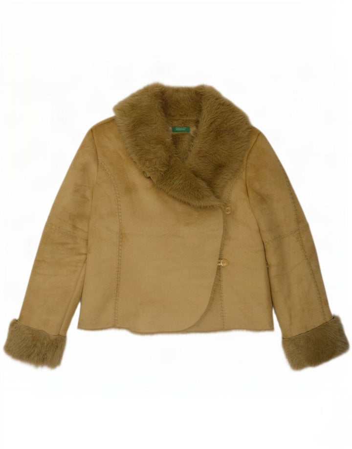 Jaqueta Sherpa feminina Benetton IT 46 grande poliéster verde