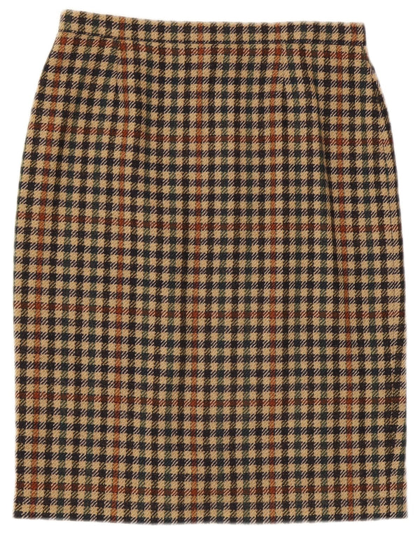 Saia lápis feminina vintage W30 médio marrom houndstooth