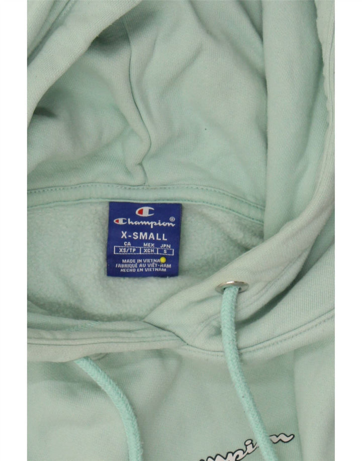 CHAMPION Womens Graphic Oversized Hoodie Jumper UK 6 XS Green Cotton Vintage Champion and Second-Hand Champion from Messina Hembry 