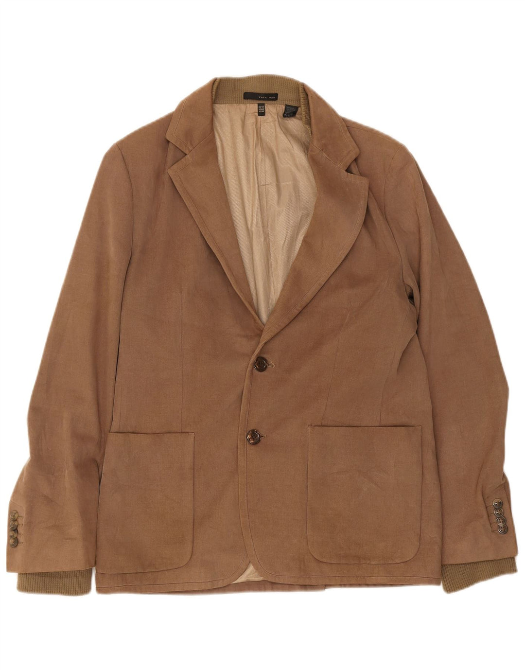 Jaqueta blazer masculina Zara com 2 botões EU 50 algodão marrom médio