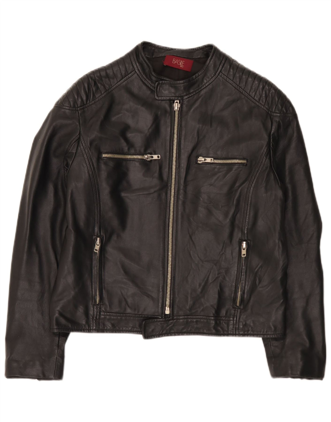 Jaqueta de couro masculina Basile UK 38 média preta