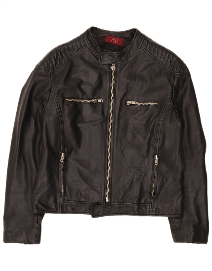 Jaqueta de couro masculina Basile UK 38 média preta