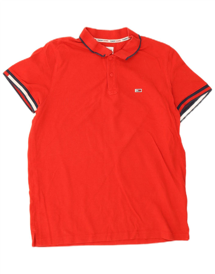 Camisa polo masculina Tommy Hilfiger grande algodão vermelho