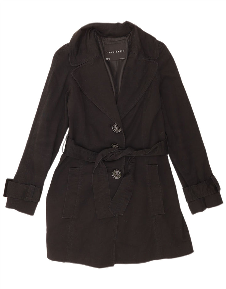 Sobretudo feminino Zara UK 6 XS algodão preto