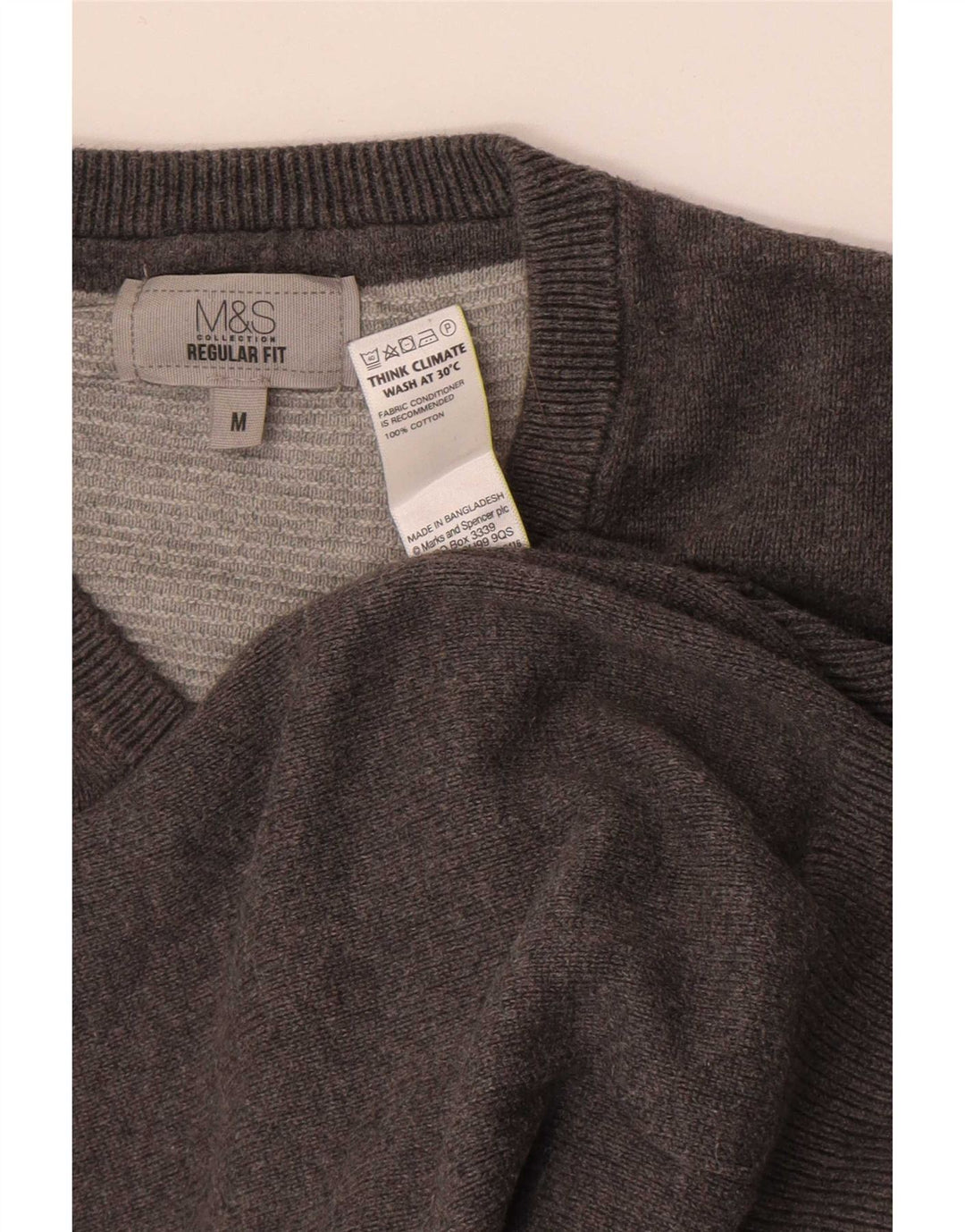 Regata masculina de ajuste regular Marks & Spencer de algodão cinza médio