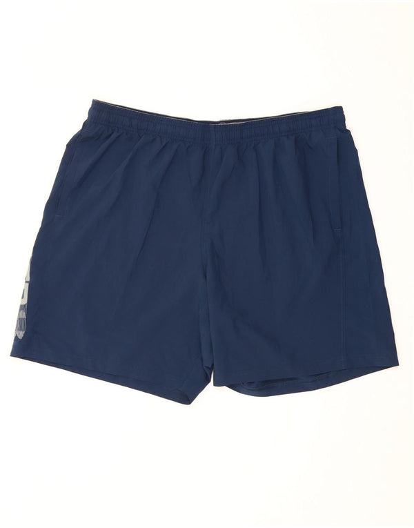 Under Armour Mens Heat Gear Graphic Sport Shorts 2XL  Navy Blue Polyester