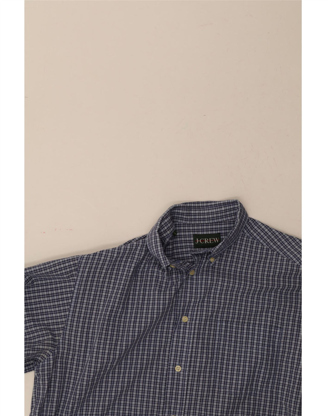J. CREW Mens Shirt Large Navy Blue Check Cotton Vintage J. Crew and Second-Hand J. Crew from Messina Hembry 