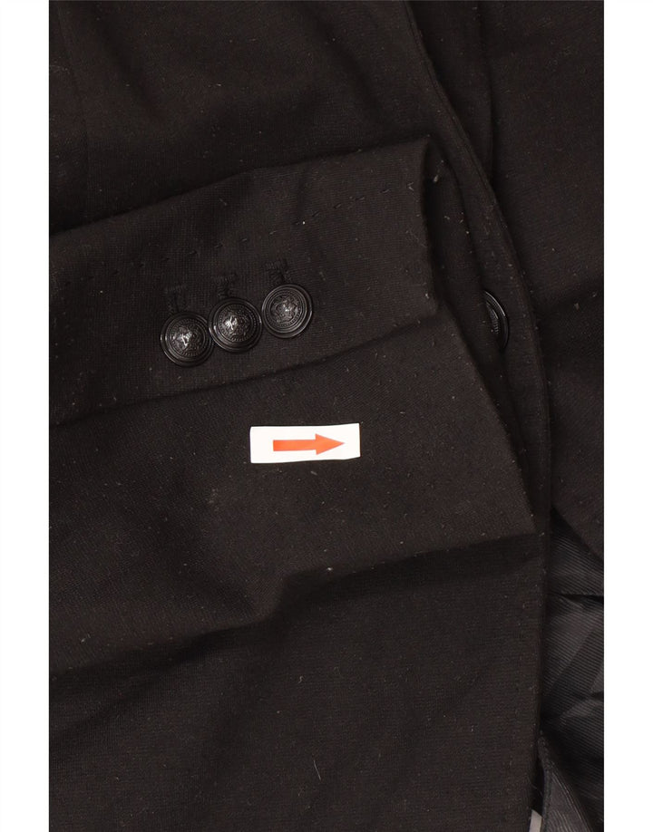Jaqueta blazer feminina Zara com 1 botão Reino Unido 12 poliéster preto médio