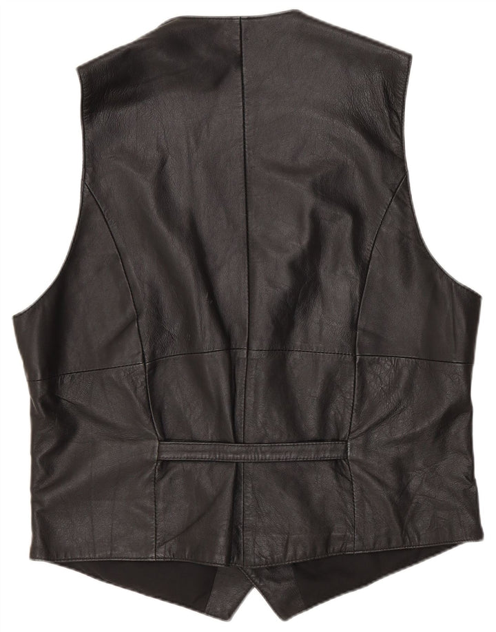 Colete de couro masculino Hide Society EU 48 couro preto médio