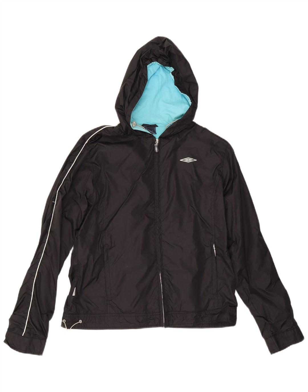 Jaqueta corta-vento feminina Umbro com capuz UK 14 poliéster preto médio