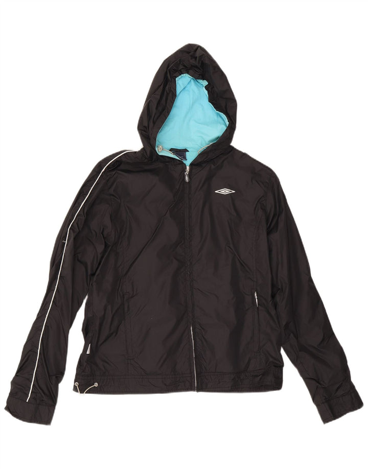 Jaqueta corta-vento feminina Umbro com capuz UK 14 poliéster preto médio