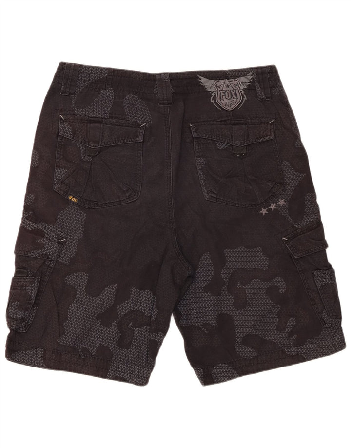 Shorts cargo masculino FOX W34 grande algodão camuflado preto
