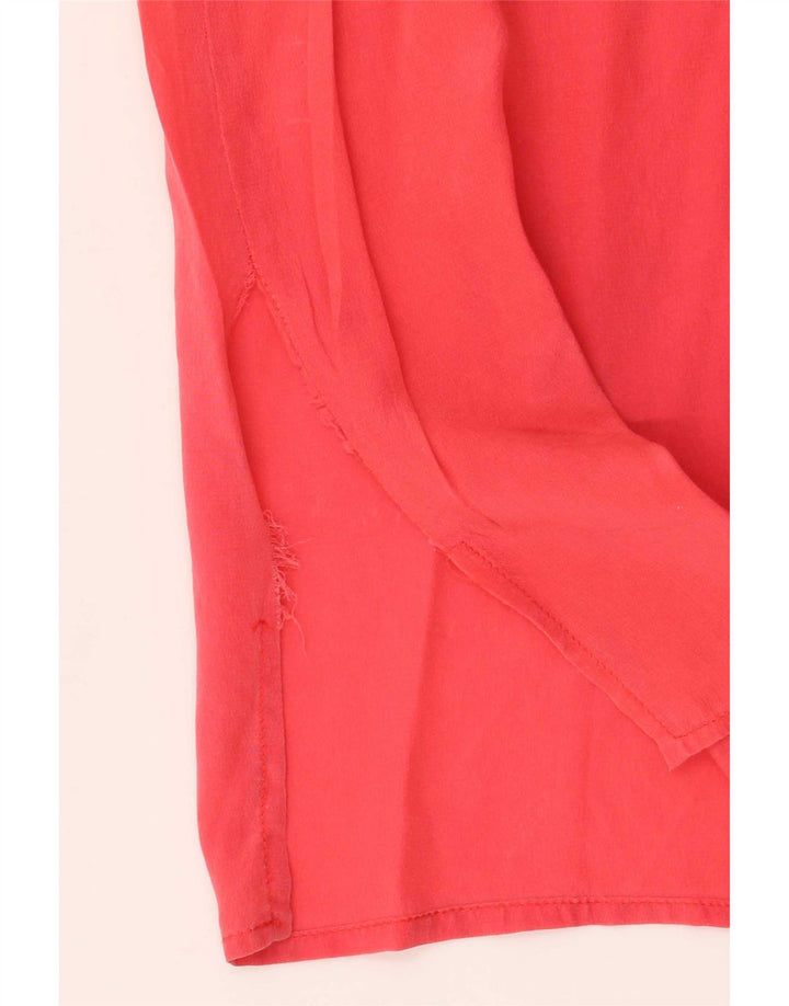 Blusa feminina vintage sem mangas UK 14 seda vermelha média