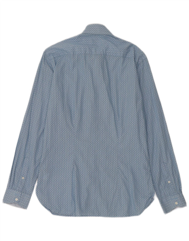 Camisa masculina Ted Baker tamanho 15 1/2 algodão floral azul médio