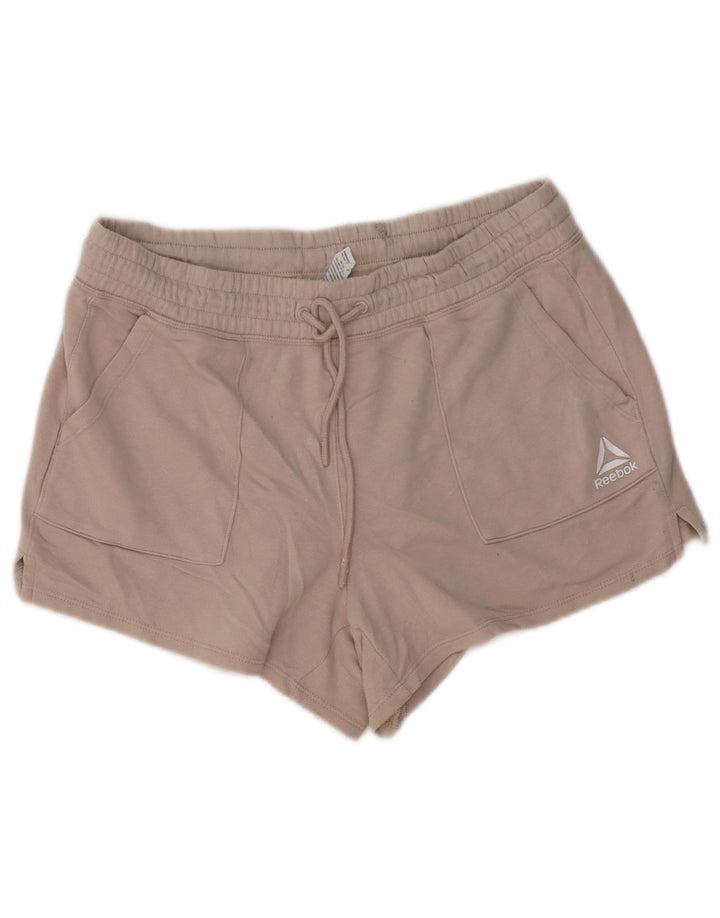 Shorts esportivos femininos Reebok UK 14 algodão bege médio