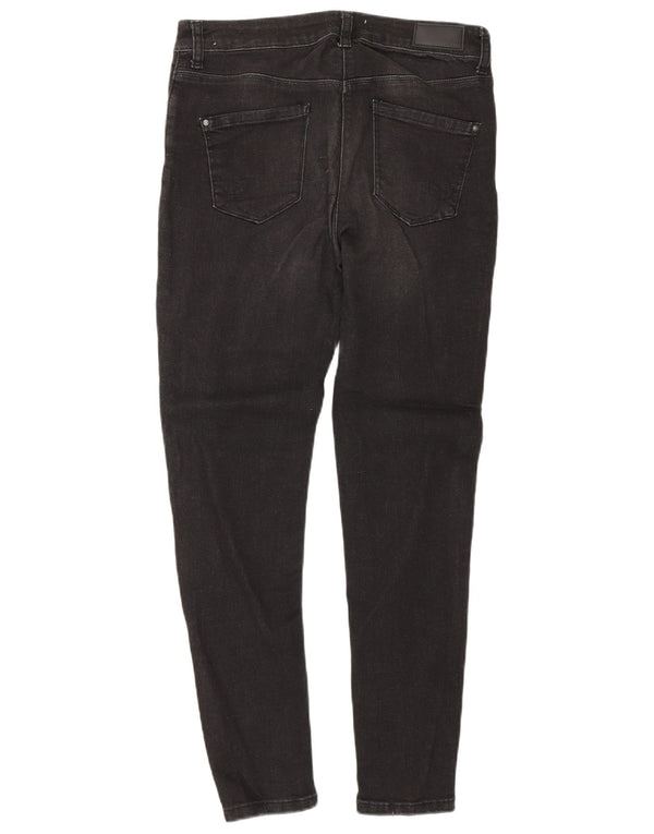 oltre Jeans skinny feminino UK 10 pequeno W30 L28 algodão preto
