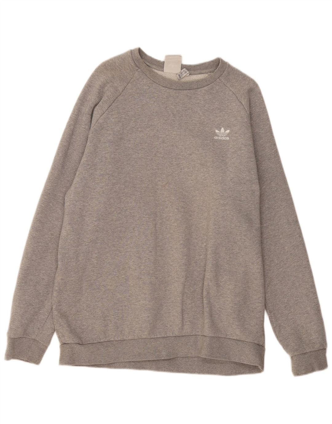 ADIDAS Mens moletom jumper grande algodão manchado cinza