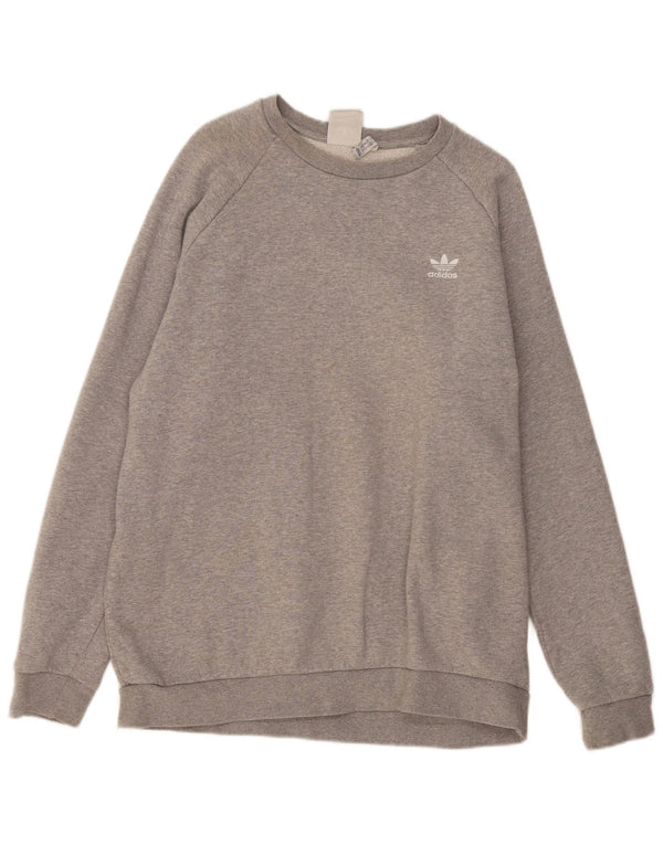 ADIDAS Mens moletom jumper grande algodão manchado cinza