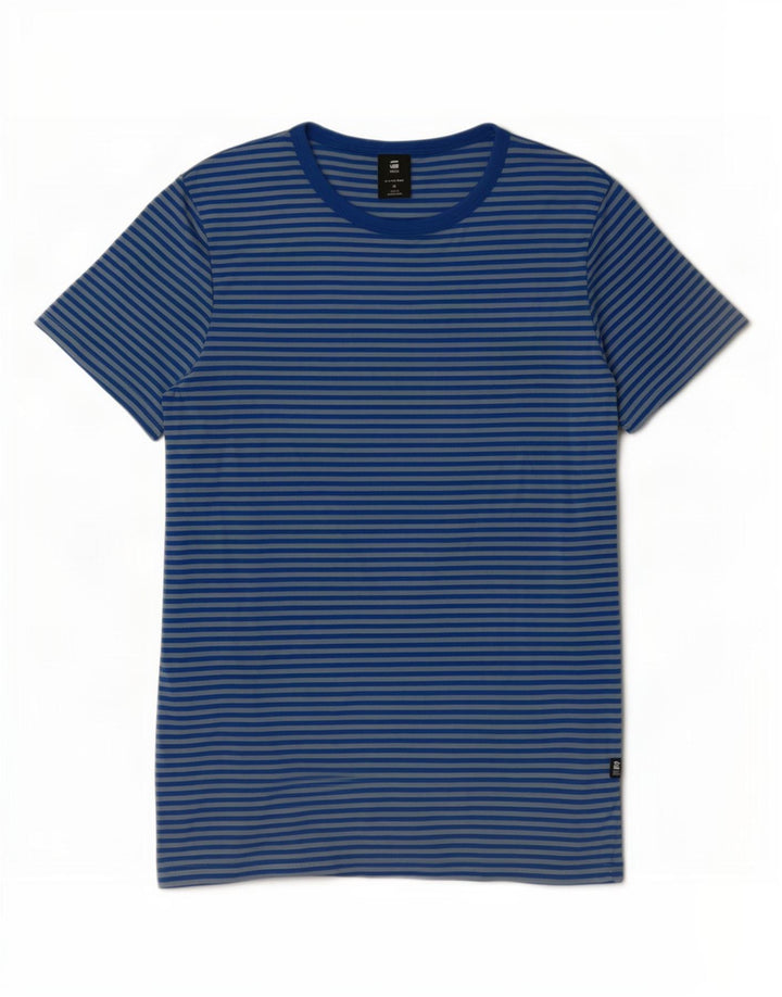 Camiseta feminina G-Star de algodão listrado azul médio
