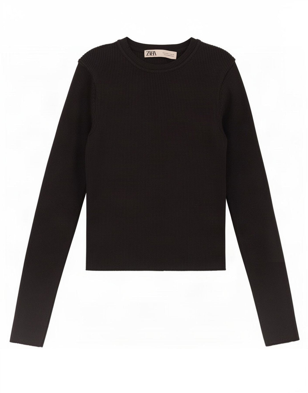 Top feminino Zara de manga comprida UK 8 pequeno preto viscose
