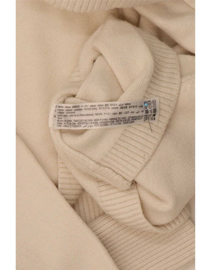 Zara Suéter feminino cropped oversized com gola redonda Reino Unido 10 pequeno off white