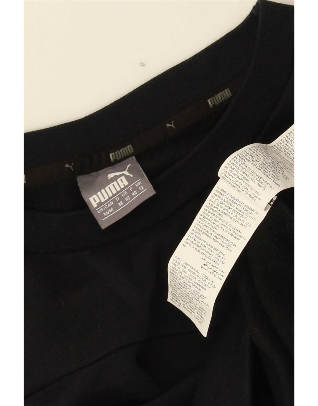 Puma Womens Crop Sweatshirt Jumper UK 12 Médio Algodão Preto