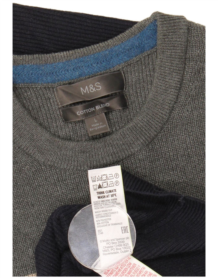 Suéter masculino Marks & Spencer com gola redonda grande multicolorido