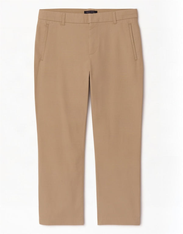 Calça feminina Tommy Hilfiger reta cortada EUA 6 médio W30 L24 bege