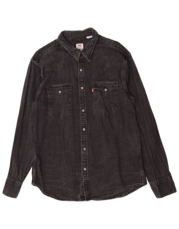 Camisa jeans masculina padrão Levi's grande algodão cinza
