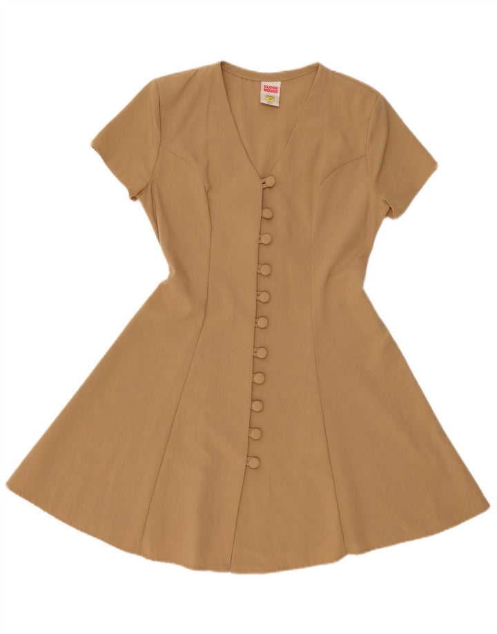 CLOCK HOUSE Vestido feminino linha A UE 38/40 poliéster bege médio