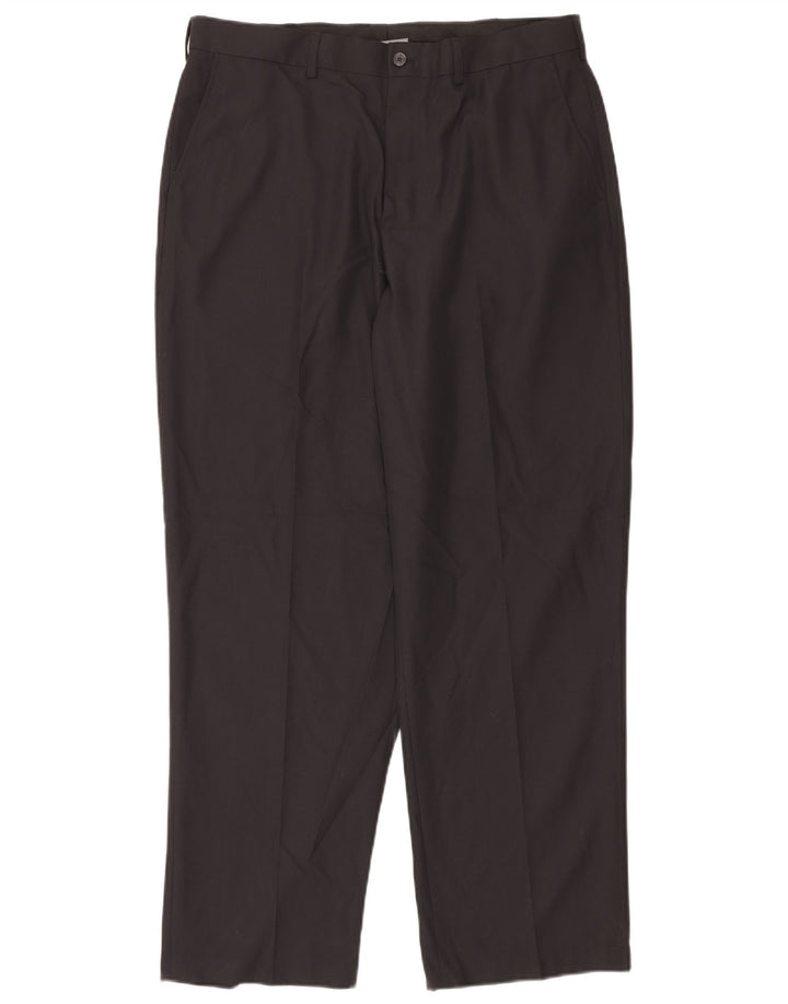 Calça casual reta masculina Izod W36 L32 poliéster preto