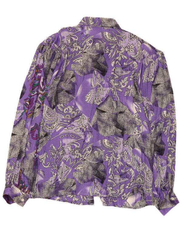 Blusa feminina vintage IT 44 acetato paisley roxo médio