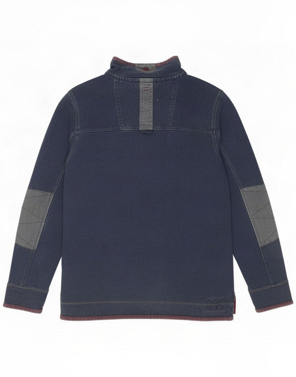 Fat Face Mens The Airlie Zip Neck Moletom Jumper Grande Algodão Azul Marinho