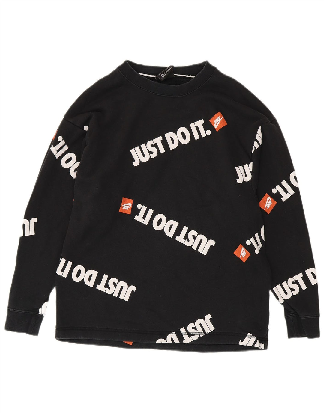 NIKE Mens Graphic Moletom Jumper Pequeno Algodão Preto