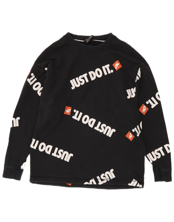 NIKE Mens Graphic Moletom Jumper Pequeno Algodão Preto