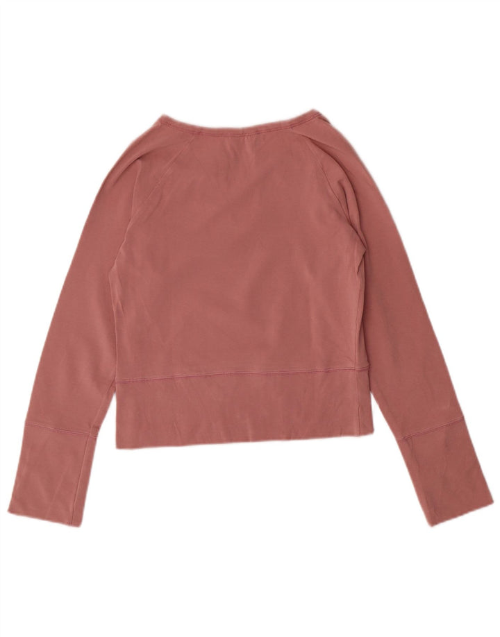 Top curto feminino GUESS manga comprida Reino Unido 12 algodão rosa médio