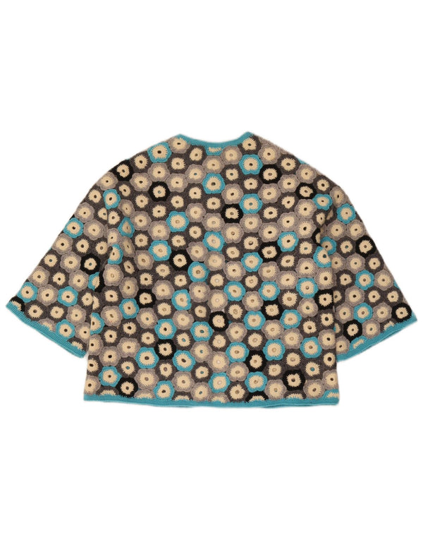 Suéter cardigã feminino vintage manga 3/4 Reino Unido 8 pequeno multicolorido