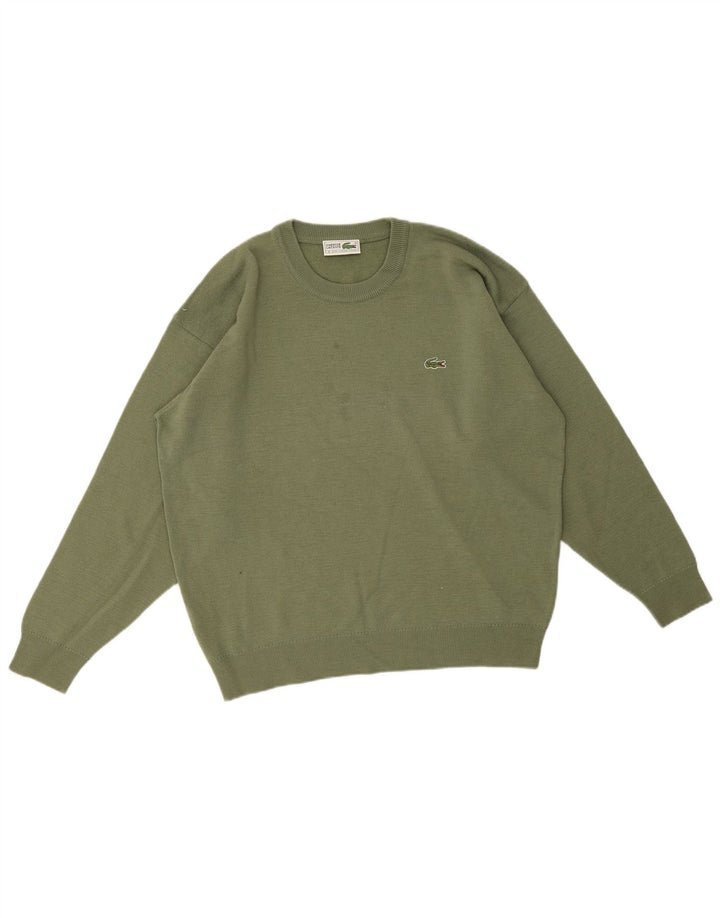 Lacoste Suéter masculino com gola redonda tamanho 6 XL lã verde