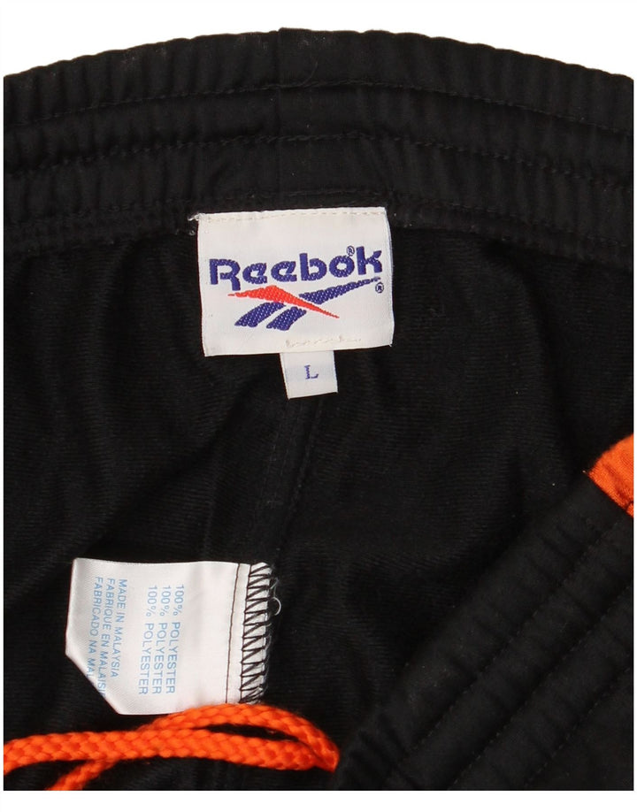 Calça de treino masculina Reebok grande poliéster colorblock preto