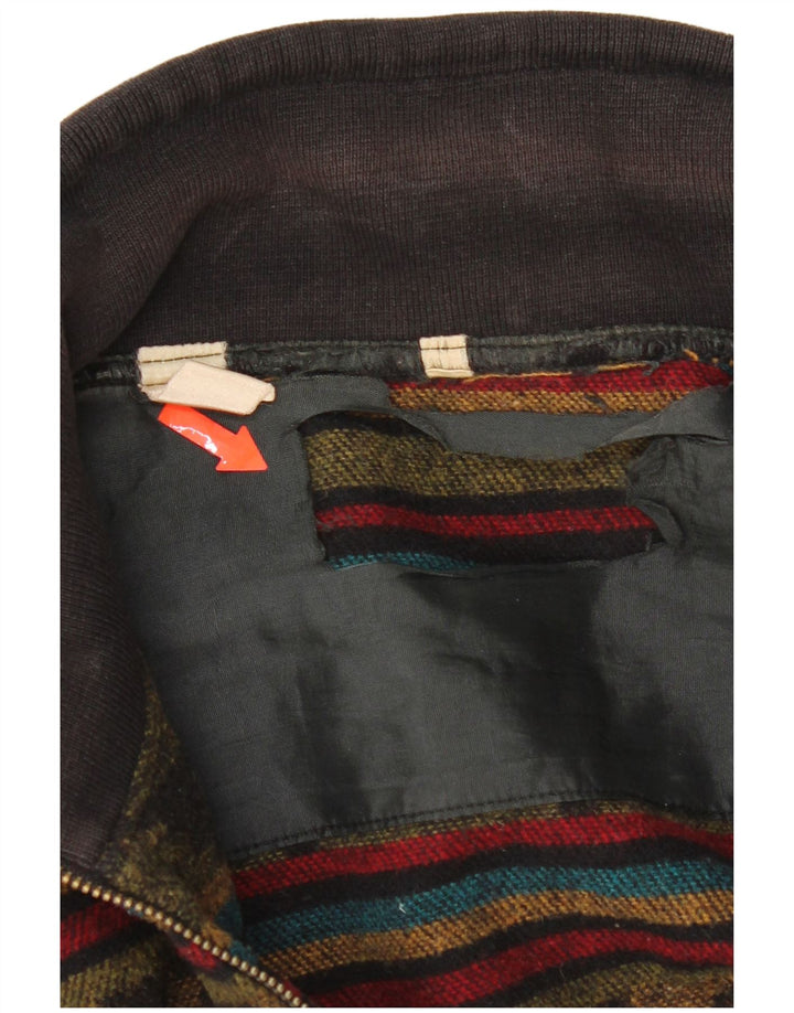 Suéter masculino vintage com zíper e gola XL multicolorido Fair Isle