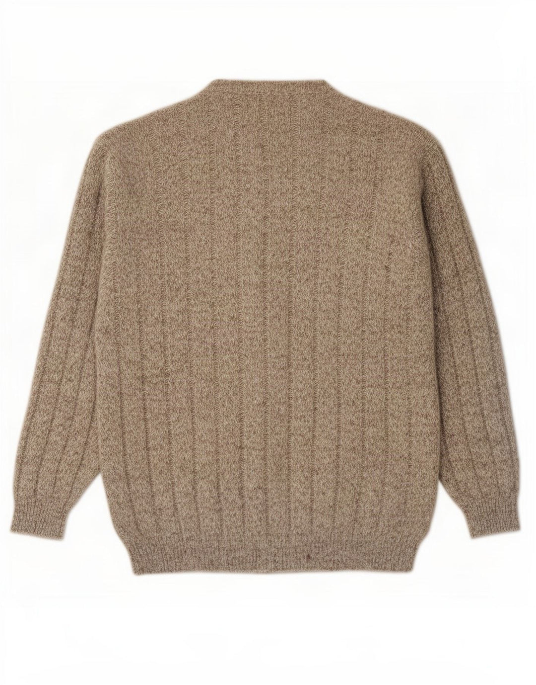 Suéter vintage masculino com gola redonda, grande lã manchada marrom
