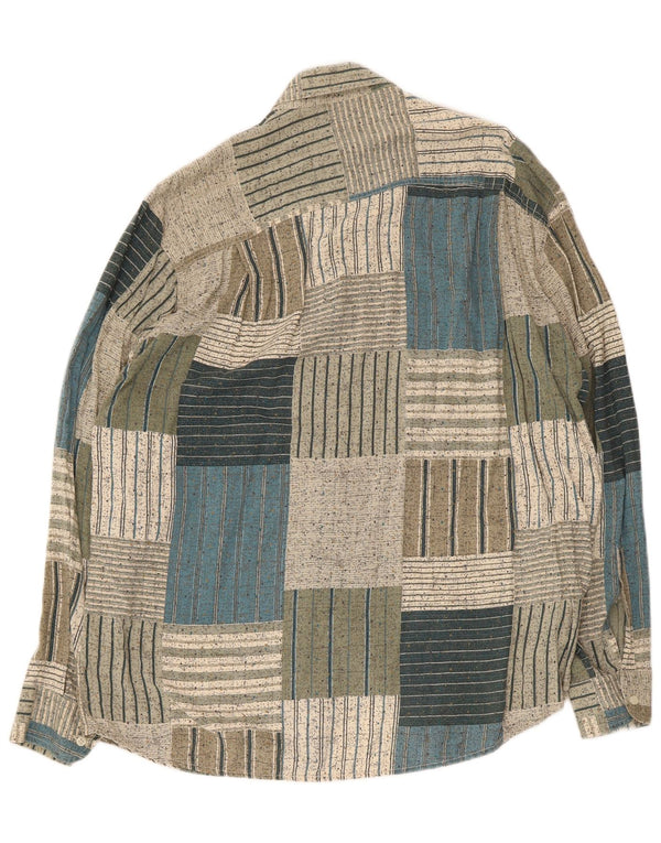 Camisa masculina Azzurra grande verde patchwork algodão