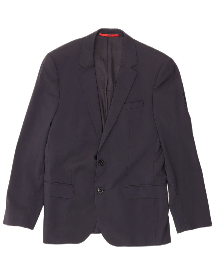 Hugo Boss Jaqueta blazer masculina de 2 botões UE 46 pequena lã virgem azul marinho